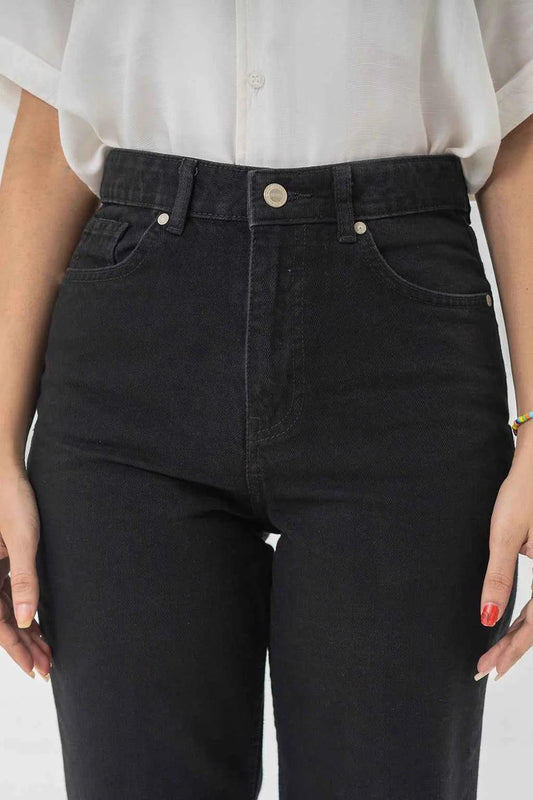 High Waist Black Denim Pants for a Chic Everyday Style EW-000750