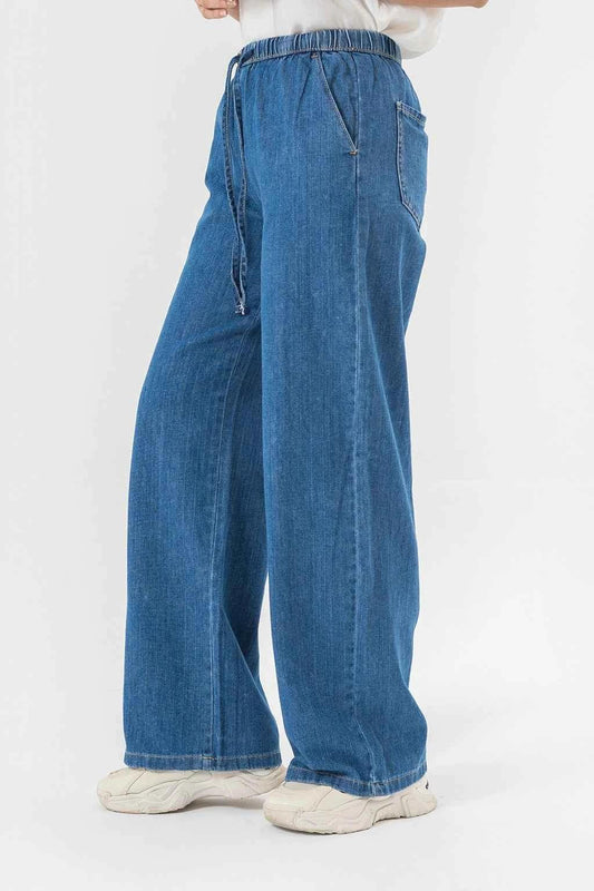 Relaxed Wide Leg Blue Denim Pants for Effortless Style and All-Day Comfort EW-000745