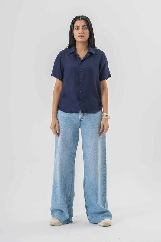 Easygoing Wide-Leg Blue Jeans for Effortless Trendy Style EW-000664