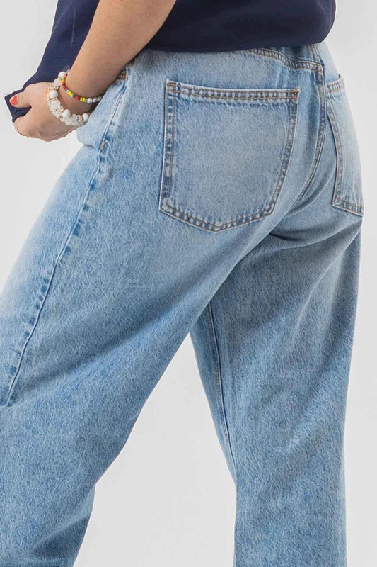 Modern Wide-Leg Baggy Denim Pants in Light Wash EW-000649