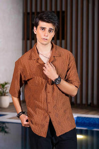Rustic Brown Shirt - Textured Style for a Vintage Look EW-000267-1