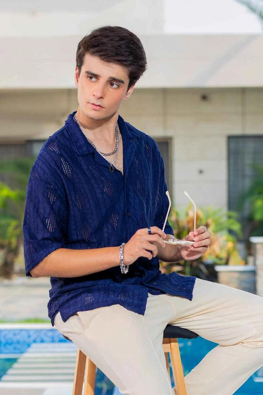 Twilight Escape Eyelet Shirt - Blue EW-000210