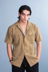 Men's Casual Khaki Shirt - Lightweight & Breezy Textured Design EW-000332