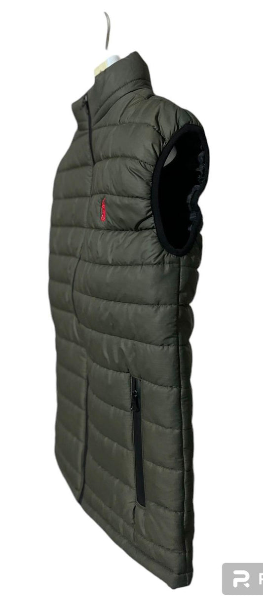 Men's Green Polyester Puffer Jacket - 1 Pc Collared Plain Design