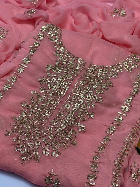 2 Pcs Women's Unstitched Hand Work Suit