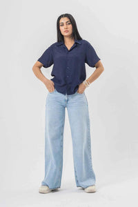 Comfortable Wide-Leg Light Blue Jeans for Everyday Wear EW-000654