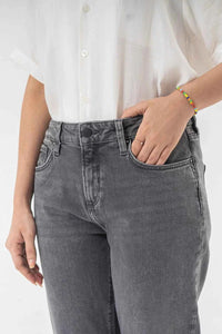 High Waist Grey Denim Pants for a Trendy Minimal Look EW-000755