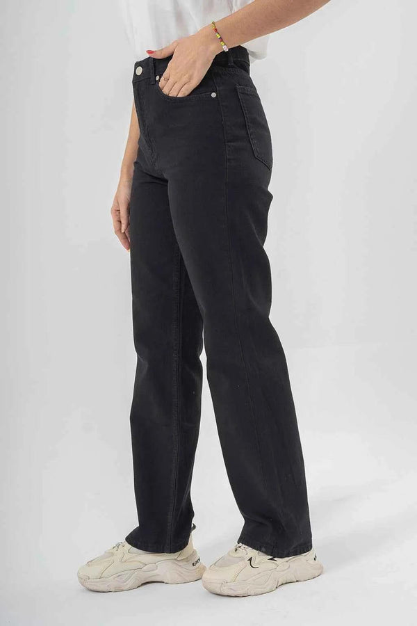 High Waist Black Denim Pants for a Chic Everyday Style EW-000750