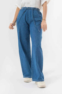 Relaxed Wide Leg Blue Denim Pants for Effortless Style and All-Day Comfort EW-000745