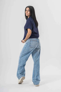 Modern Wide-Leg Baggy Denim Pants in Light Wash EW-000649