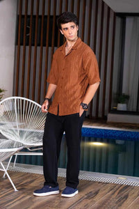Rustic Brown Shirt - Textured Style for a Vintage Look EW-000267-1
