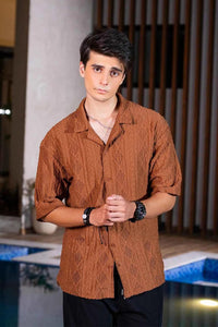 Rustic Brown Shirt - Textured Style for a Vintage Look EW-000267-1