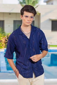Twilight Escape Eyelet Shirt - Blue EW-000210