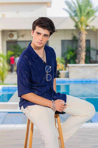 Twilight Escape Eyelet Shirt - Blue EW-000210
