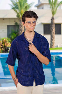 Twilight Escape Eyelet Shirt - Blue EW-000210