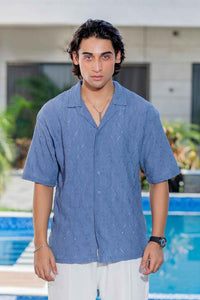 Twilight Escape Eyelet Shirt - Blue EW-000210