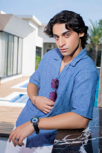 Twilight Escape Eyelet Shirt - Blue EW-000210