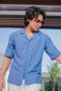 Twilight Escape Eyelet Shirt - Blue EW-000210