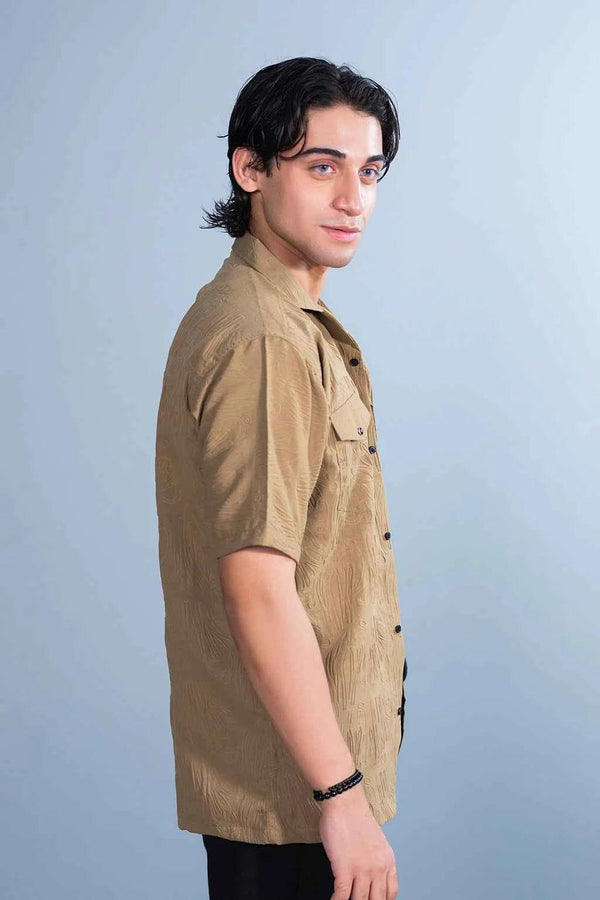 Men's Casual Khaki Shirt - Lightweight & Breezy Textured Design EW-000332