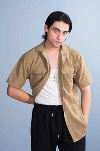 Men's Casual Khaki Shirt - Lightweight & Breezy Textured Design EW-000332