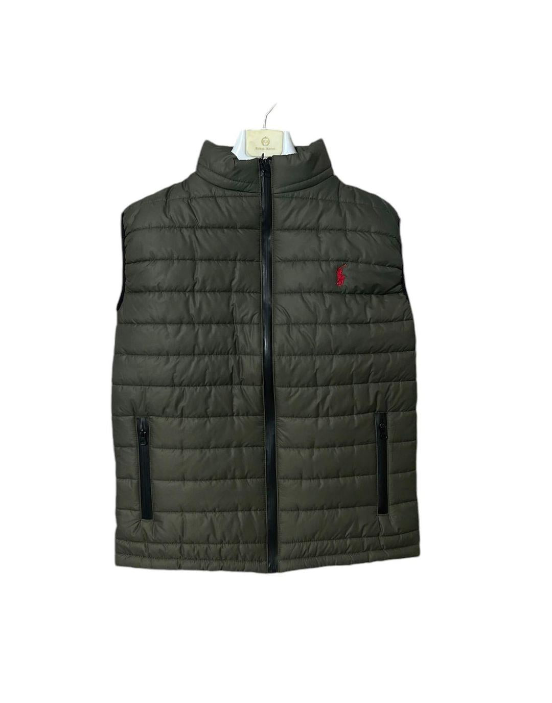 Men's Green Polyester Puffer Jacket - 1 Pc Collared Plain Design
