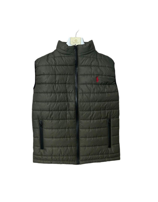 Men's Green Polyester Puffer Jacket - 1 Pc Collared Plain Design