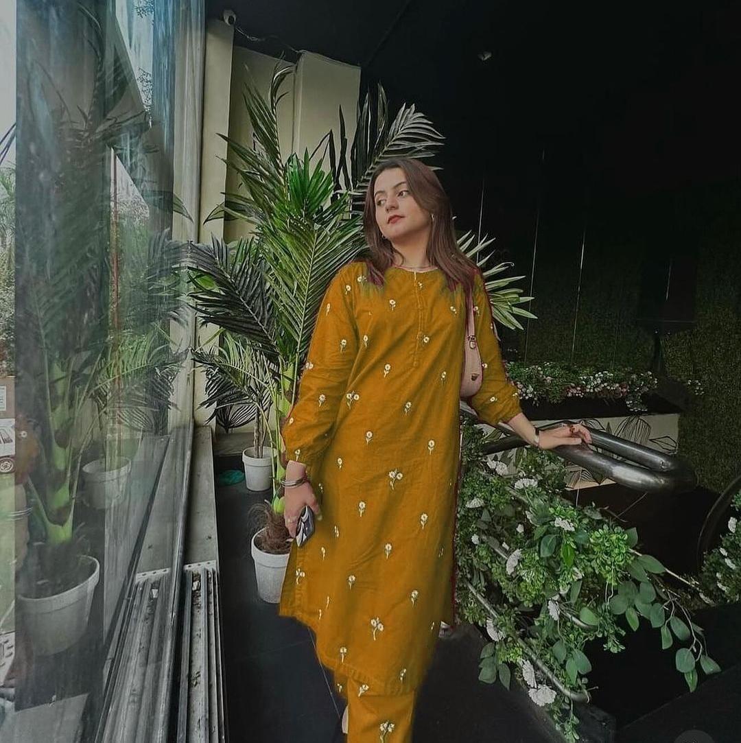 2 Pcs Women's Stitched Embroidered Shirt And Trouser